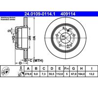ATE Brake Disc for Chrysler Crossfire 3.2 – 24.0109-0114.1