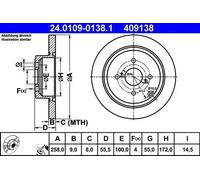 2x Brake disc solid 24.0109-0138.1 ATE for TOYOTA COROLLA COROLLA Estate