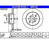 1X Brake disc ATE 24.0109-0143.1 for HONDA CIVIC VII Coupe (EM2) 1.7 2001-2005