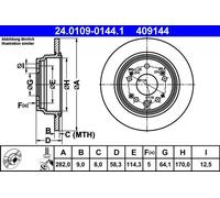 ATE Brake Disc 24.0109-0144.1 - 1x for HONDA CR-V II (RD_) 2001-2007