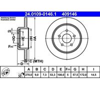 2x Brake disc solid 24.0109-0146.1 ATE for CHRYSLER NEON NEON II
