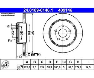 2x Brake disc solid 24.0109-0146.1 ATE for CHRYSLER NEON NEON II