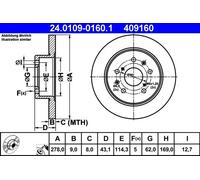 ATE Brake Disc 24.0109-0160.1 - Solid - Fits Suzuki Swift III - 1 pc