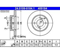 2x Brake disc solid 24.0109-0184.1 ATE for SUZUKI BALENO