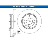 2x Brake disc solid 24.0109-0187.1 ATE for MAZDA 3 Hatchback 3 Saloon CX-30