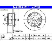 2x Brake disc solid 24.0110-0191.1 ATE for OPEL SENATOR B
