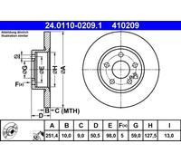 2x Brake disc solid 24.0110-0209.1 ATE for ALFA ROMEO LANCIA FIAT