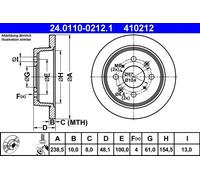 ATE Brake Disc 24.0110-0212.1 Solid - Fits Rover Honda MG - 2x