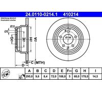 ATE Brake disc solid 24.0110-0214.1 Brake rotor,Brake discs VOLVO,V70 I (875, 876),850 Kombi (855),850 Limousine (854),C70 I Coupe (872)