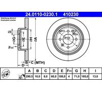 2x Brake disc solid 24.0110-0230.1 ATE for PEUGEOT 406 406 Estate 406 Coupe