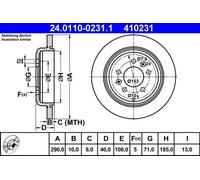 2x Brake disc solid 24.0110-0231.1 ATE for PEUGEOT 605