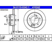 2x Brake disc solid 24.0110-0242.1 ATE for SUZUKI VITARA Cabrio VITARA / ESCUDO
