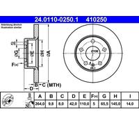 ATE Brake Disc 24.0110-0250.1 - Fits Chevrolet Viva 1.8 (2003-2008) - 1 pc UK Stock