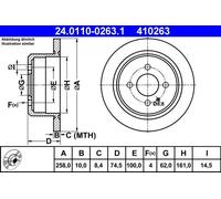2x Brake disc solid 24.0110-0263.1 ATE for BMW 3
