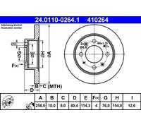 2x Brake disc solid 24.0110-0264.1 ATE for HYUNDAI LANTRA Mk II COUPE I