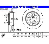 2x Brake disc solid 24.0110-0272.1 ATE for PEUGEOT 607