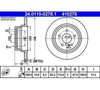 2x Brake disc solid 24.0110-0278.1 ATE for MERCEDES-BENZ CLS E-CLASS