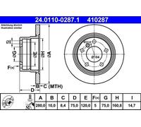 2x Brake disc solid 24.0110-0287.1 ATE for BMW Z4 Roadster