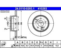 2x Brake disc solid 24.0110-0293.1 ATE for MERCEDES-BENZ SL