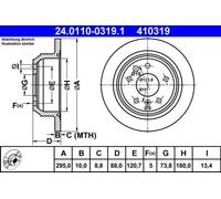 2x Brake disc solid 24.0110-0319.1 ATE for JAGUAR XJ XJ Coupe XJSC Convertible