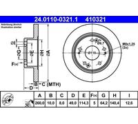 2x Brake disc solid 24.0110-0321.1 ATE for HONDA ACCORD VII