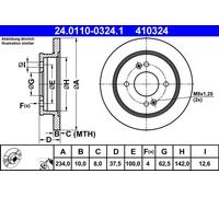 ATE Brake Disc for HYUNDAI i10 I 1.0 24.0110-0324.1 Solid 1 pc
