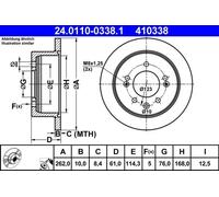 2x Brake disc solid 24.0110-0338.1 ATE for HYUNDAI ELANTRA IV Saloon