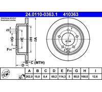 2x Brake disc solid 24.0110-0363.1 ATE for CHRYSLER JEEP