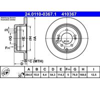 2x Brake disc solid 24.0110-0367.1 ATE for HYUNDAI SONATA V GRANDEUR