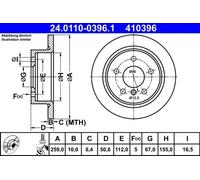 2x Brake disc solid 24.0110-0396.1 ATE for MINI MINI MINI Convertible