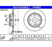 2x Brake disc solid 24.0110-0403.1 ATE for MAZDA MX-5 IV MX-5 RF Targa