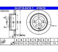 2x Brake disc solid 24.0110-0410.1 ATE for HYUNDAI KIA