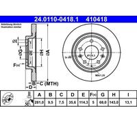 2x Brake disc solid 24.0110-0418.1 ATE for MAZDA CX-3