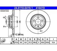 ATE Brake Disc 24.0110-0419.1 – Solid Rear – Fits VW & Audi (Audi A1 2020-2022)