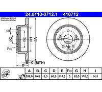 ATE Brake Disc 24.0110-0712.1 Solid - 2x for Lexus RX Toyota Harrier
