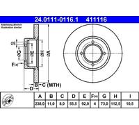 ATE 24.0111-0116.1 Brake disc