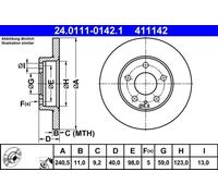 2x Brake disc solid 24.0111-0142.1 ATE for ALFA ROMEO GTV SPIDER