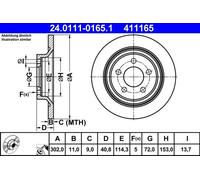 2x Brake disc solid 24.0111-0165.1 ATE for MAZDA 5