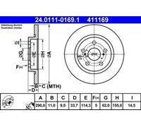 ATE Brake Disc 24.0111-0169.1 - Solid - Fits Toyota Avensis - 2 pcs