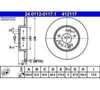 2x Brake disc solid 24.0112-0117.1 ATE for MERCEDES-BENZ 124 Saloon E-CLASS