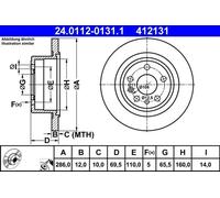 2x Brake disc solid 24.0112-0131.1 ATE for OPEL OMEGA B OMEGA B Estate