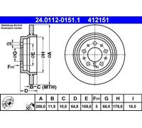 ATE Brake Disc 24.0112-0151.1 - Fits Volvo S60/S80/V - UK Stock