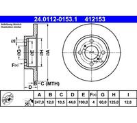 2x Brake disc solid 24.0112-0153.1 ATE for OPEL SUZUKI