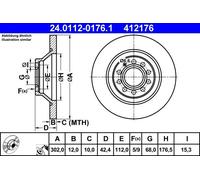 Brake disc ATE 24.0112-0176.1 for AUDI A6 Allroad C6 (4FH) 2.7 2006-2008