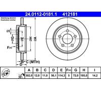 2x Brake disc solid 24.0112-0181.1 ATE for FORD MAZDA