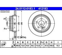 ATE Brake Disc 24.0112-0183.1 - Solid - For Mercedes-Benz S-Class/SL - 2x