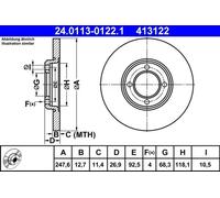ATE 24.0113-0122.1 Brake disc