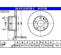 ATE 24.0113-0139.1 Brake disc