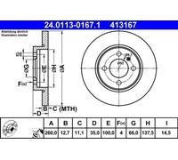 2x Brake disc solid 24.0113-0167.1 ATE for BMW 3 3 Convertible