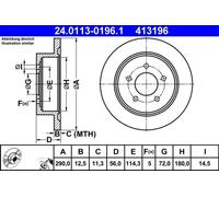 ATE Brake Disc 24.0113-0196.1 for Chrysler Voyager IV/III, Grand Voyager, Town & Country - 2 pcs